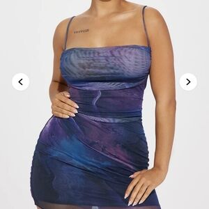 Fashion Nova Blue and Purple Mini Dress